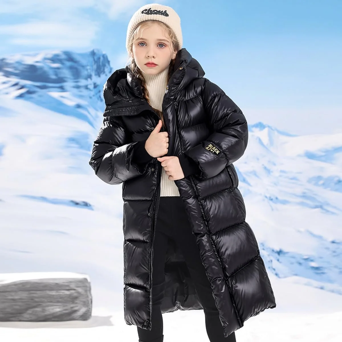 Зимняя куртка Tilozs для девочек, дышащая, утолщенная, теплая, ветрозащитная, удлиненная, с меховым капюшоном, парка, фото №4