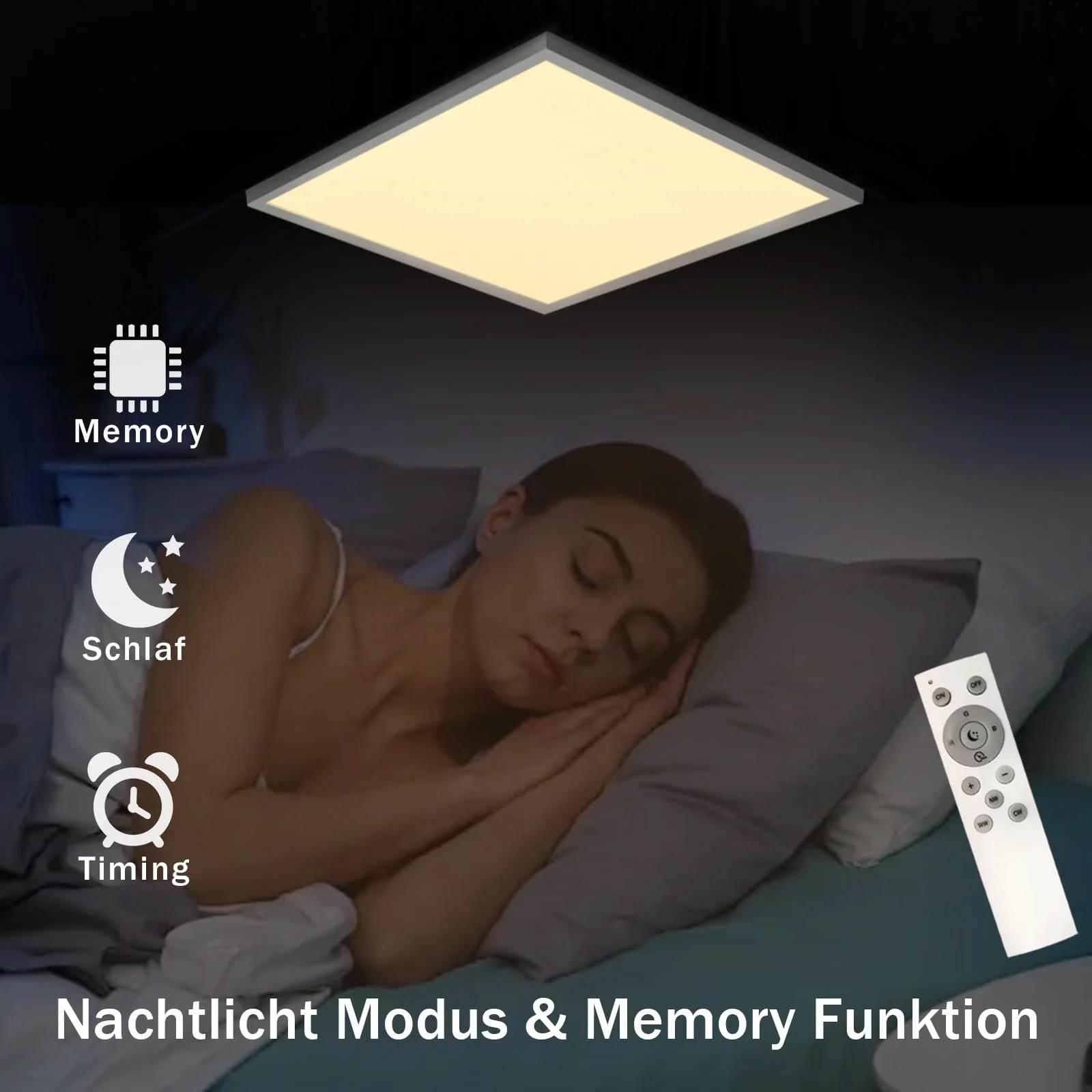 LED Glitzerlife Плоска стельова лампа Зміна кольору Dimmable 24 Вт Білий З пультом дистанційного керування Квадратна, фото №2