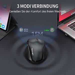 Мышь Беспроводная TECKNET Tri-Mode (BT 5.0/3.0 2.4G) 4800 DPI с USB-приемником synthetic.ua - Фото 1