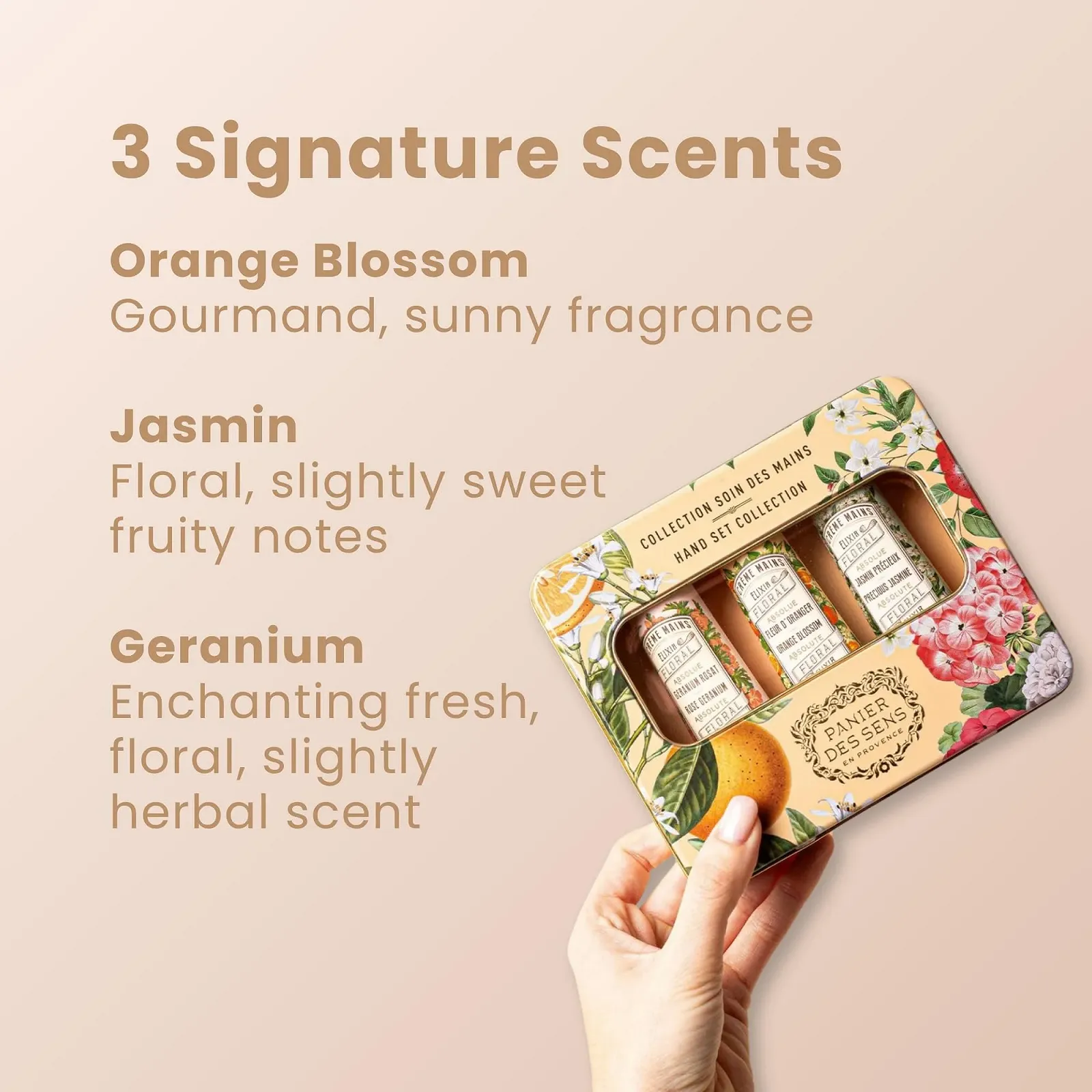 Крем для рук Panier des Sens Набір Orange Blossom, Jasmine, Geranium 3 x 30 мл, фото №5 Крем для рук Panier des Sens Набір Orange Blossom, Jasmine, Geranium 3 x 30 мл, фото №5