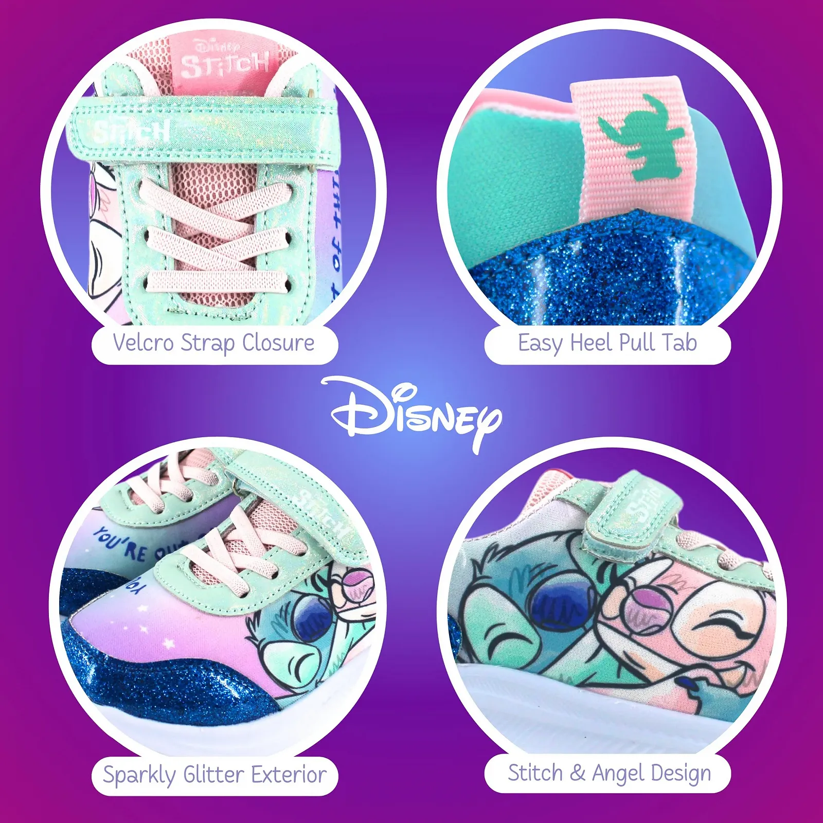 Кроссовки Disney Stitch для девочек Stitch и Angel Низкие Размеры UK 9 - 1, фото №6