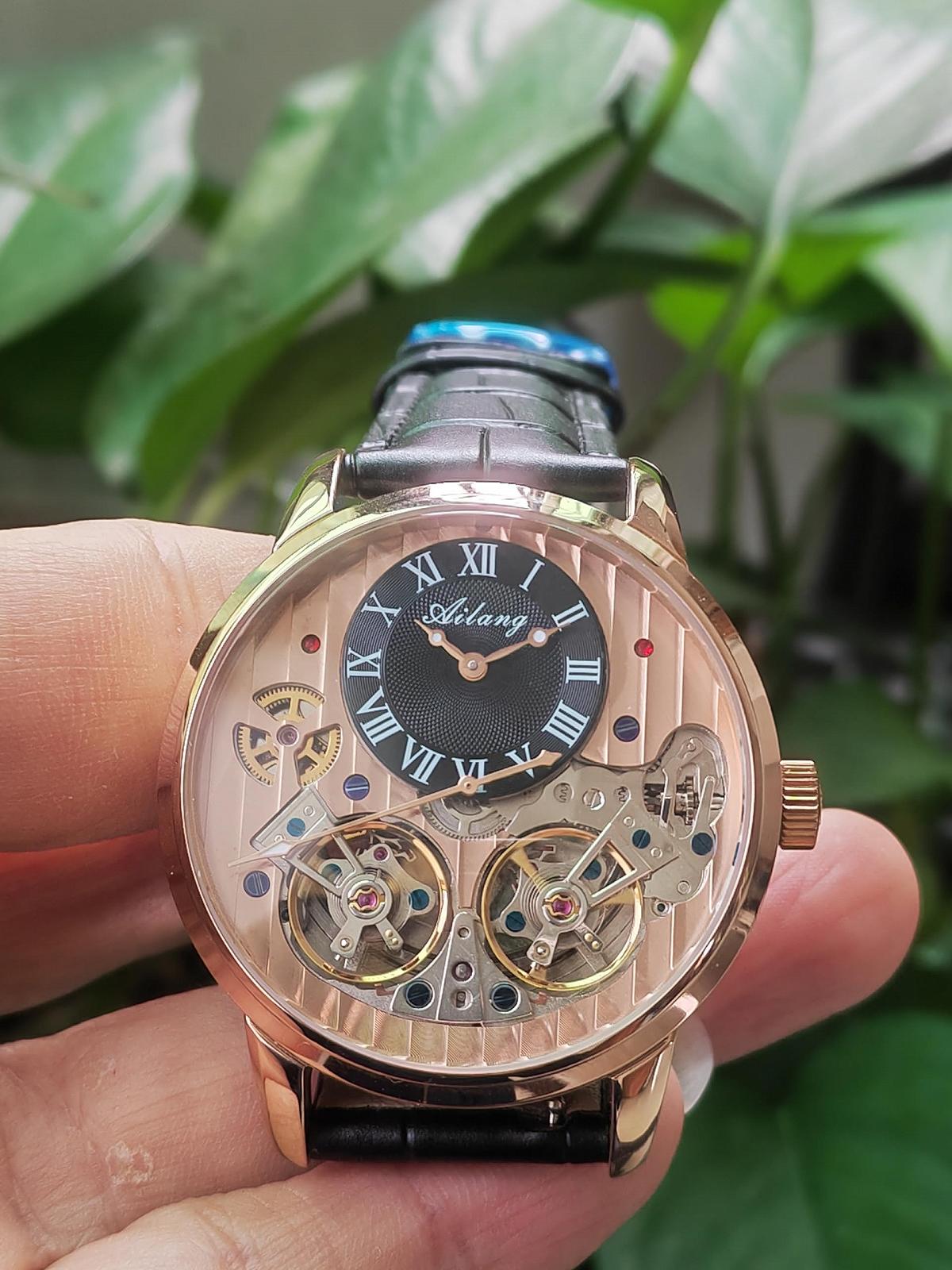 Автоматические мужские часы B BINGER Ailang с открытым механизмом, кожаный ремешок, фото №4