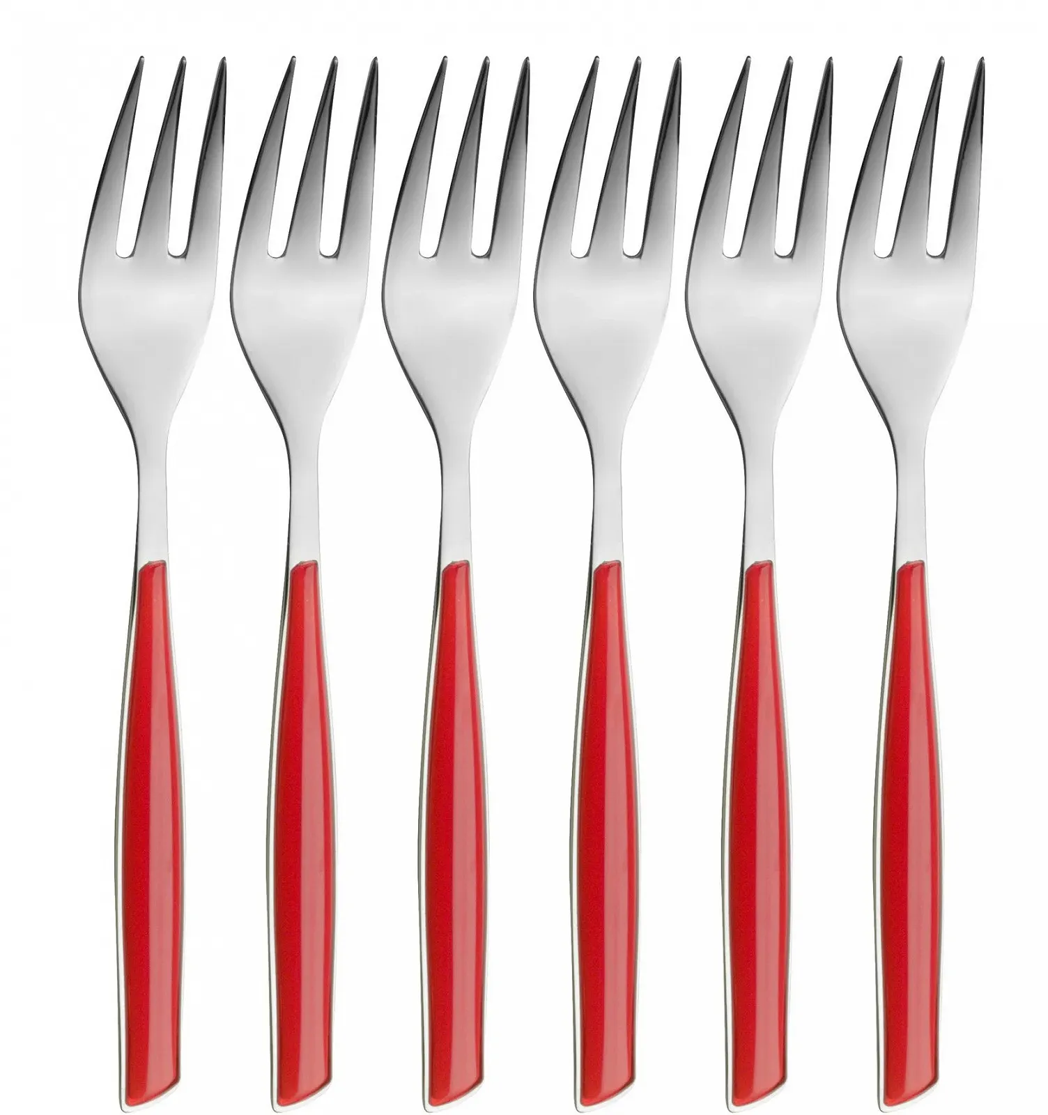 Виделка для торта Bugatti Glamour GL3U-021F17/6, набір 6 шт., SAN/Сталь, червоний, фото №1