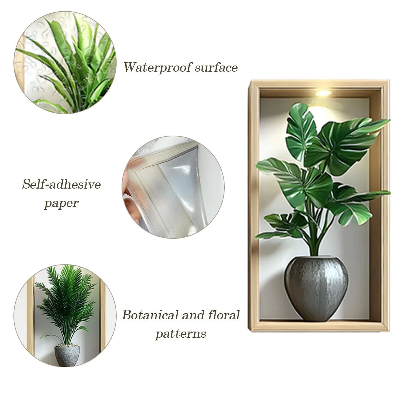 3D наклейки на стіну Вазони з рослинами Набір 3 шт 35 x 20 см, фото №2 3D наклейки на стіну Вазони з рослинами Набір 3 шт 35 x 20 см, фото №2