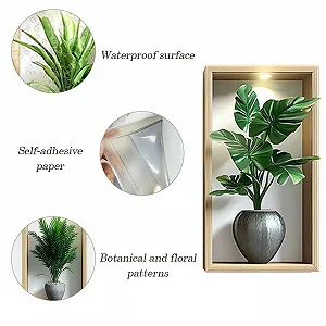 3D наклейки на стіну Вазони з рослинами Набір 3 шт 35 x 20 см synthetic.ua - Фото 1