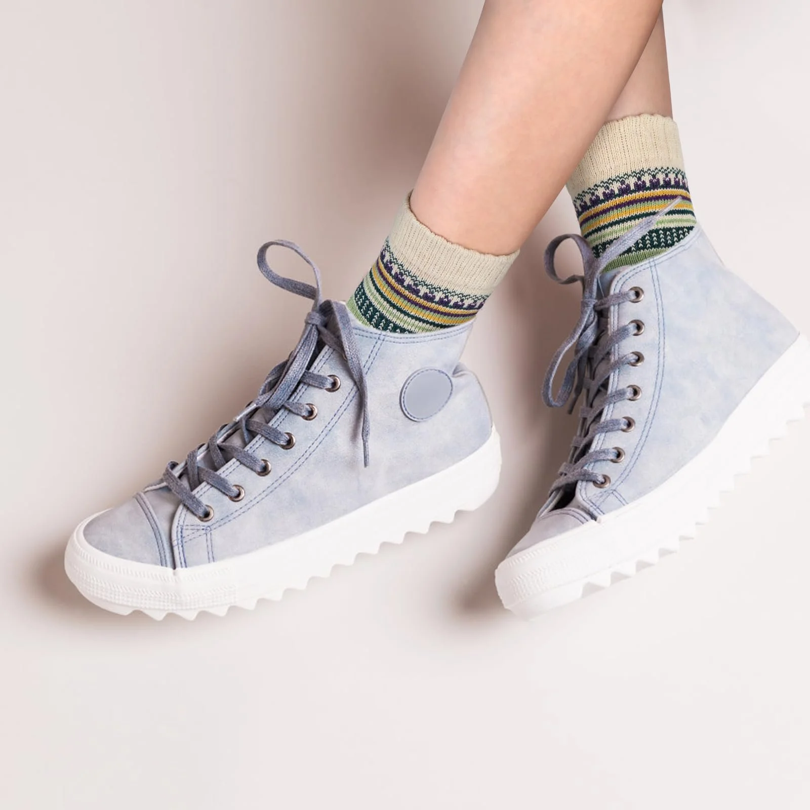 Носки из мериносовой шерсти Justay Женские Вязаные Зимние Термоноски, Дышащие, Мягкие, 5 пар, размеры 3.5–8, Желтый, Оранжевый, Серый, Зеленый, Коричневый, фото №7