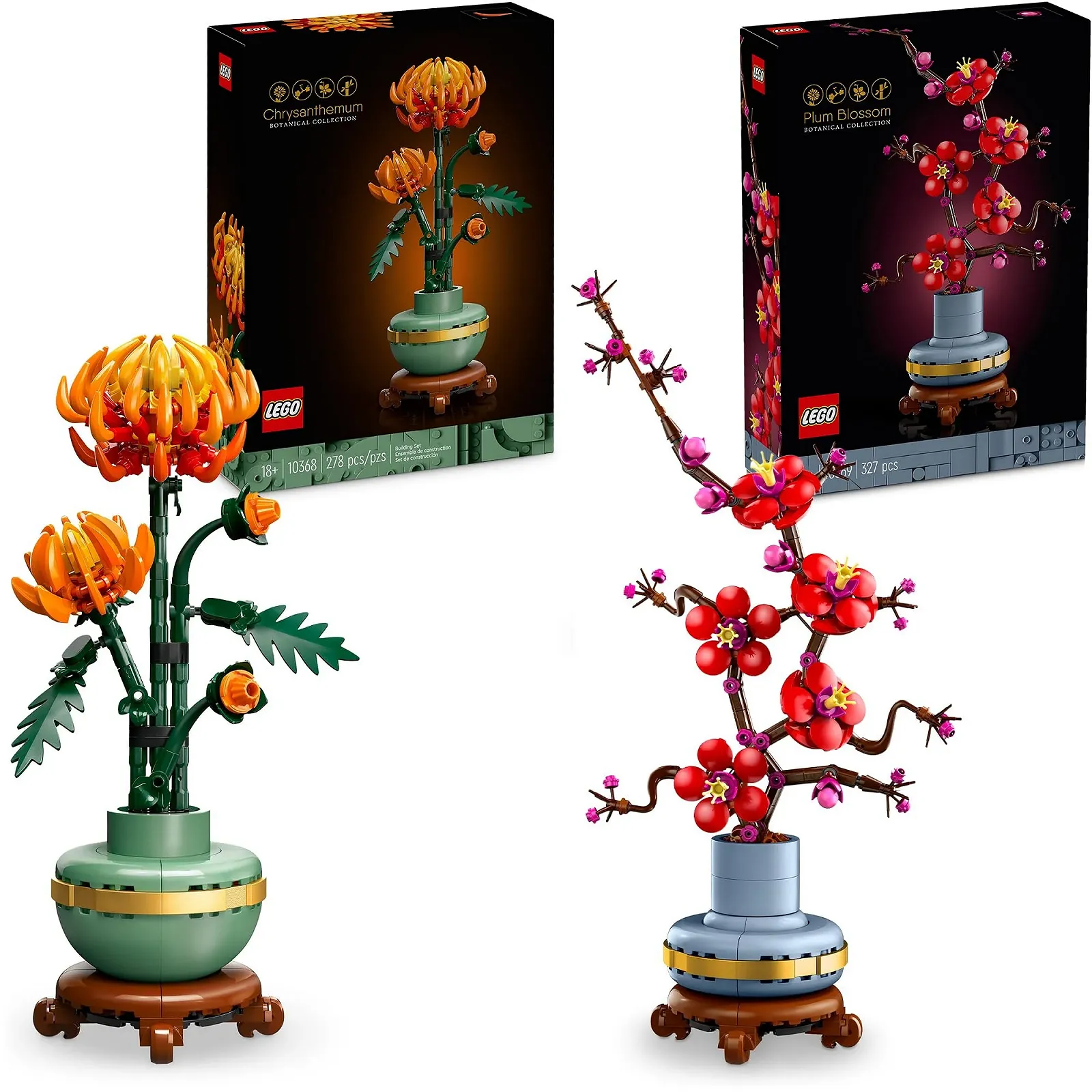 Конструктор LEGO Цветы Новинки Комби - Хризантема и Цветок Сливы (10368, 10369) как Комнатное Украшение, фото №3