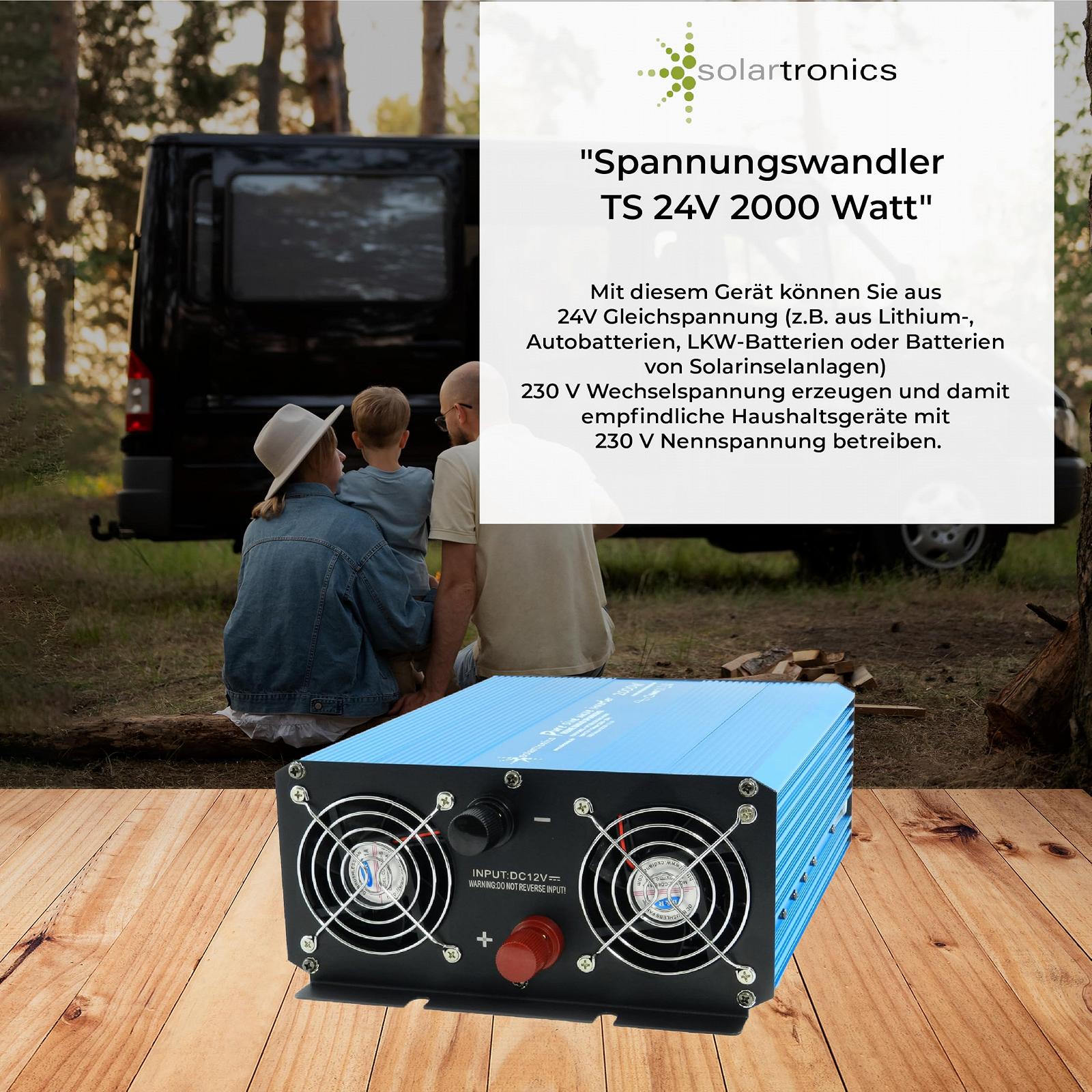 Перетворювач Solartronics TS2000 Напруга 24 В 2000/4000 Ват Чистий Синус Синій Сонячний Інвертор USB AC Розетка, фото №3