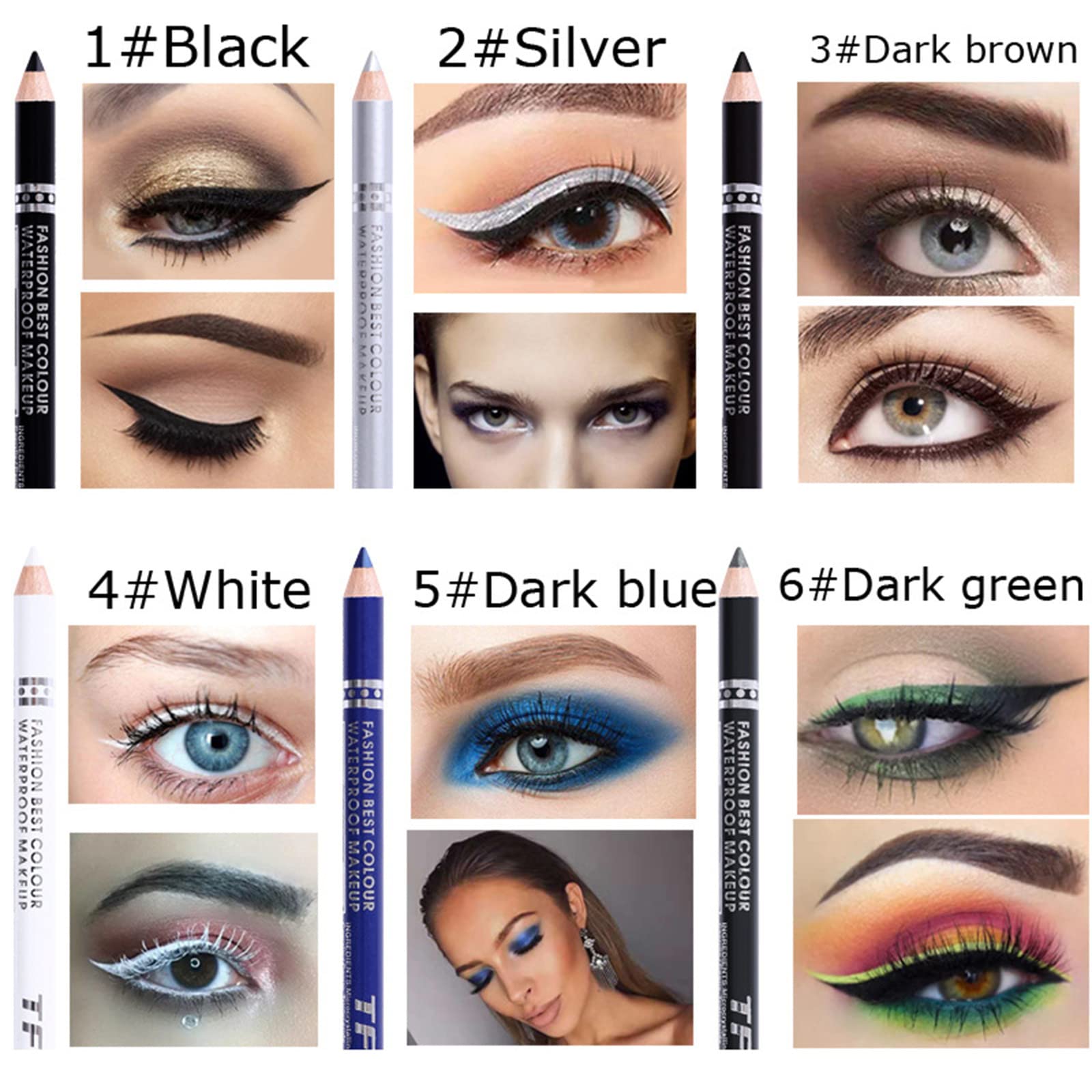 Набір 19 кольорів Водостійкий стійкий до поту Олівець для очей Різнокольорова Олівець-підводка для губ Олівець для брів, фото №4