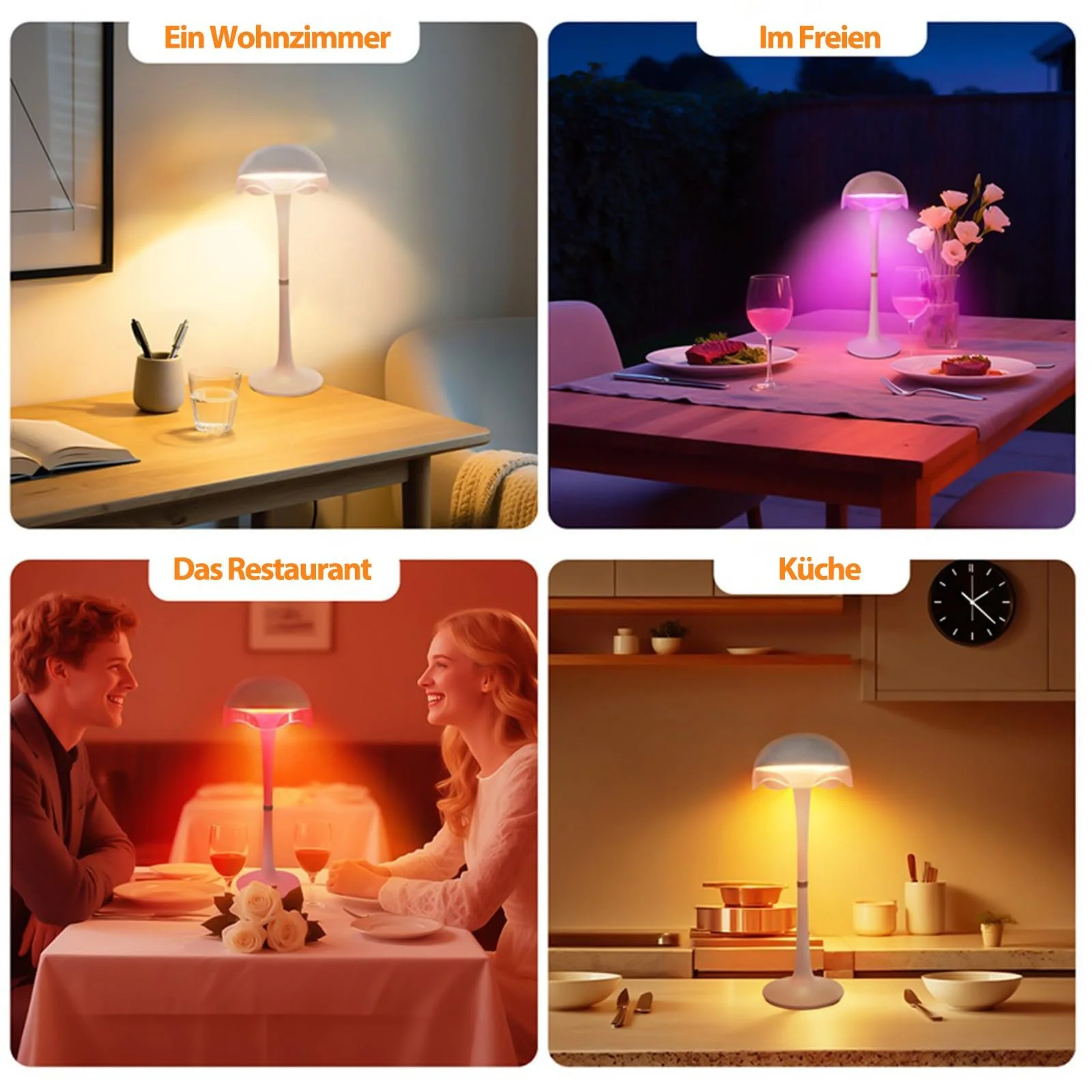 Настільна лампа Mushroom LED Акумуляторна Сенсорна RGB USB 2700K-6500K Метал, фото №4