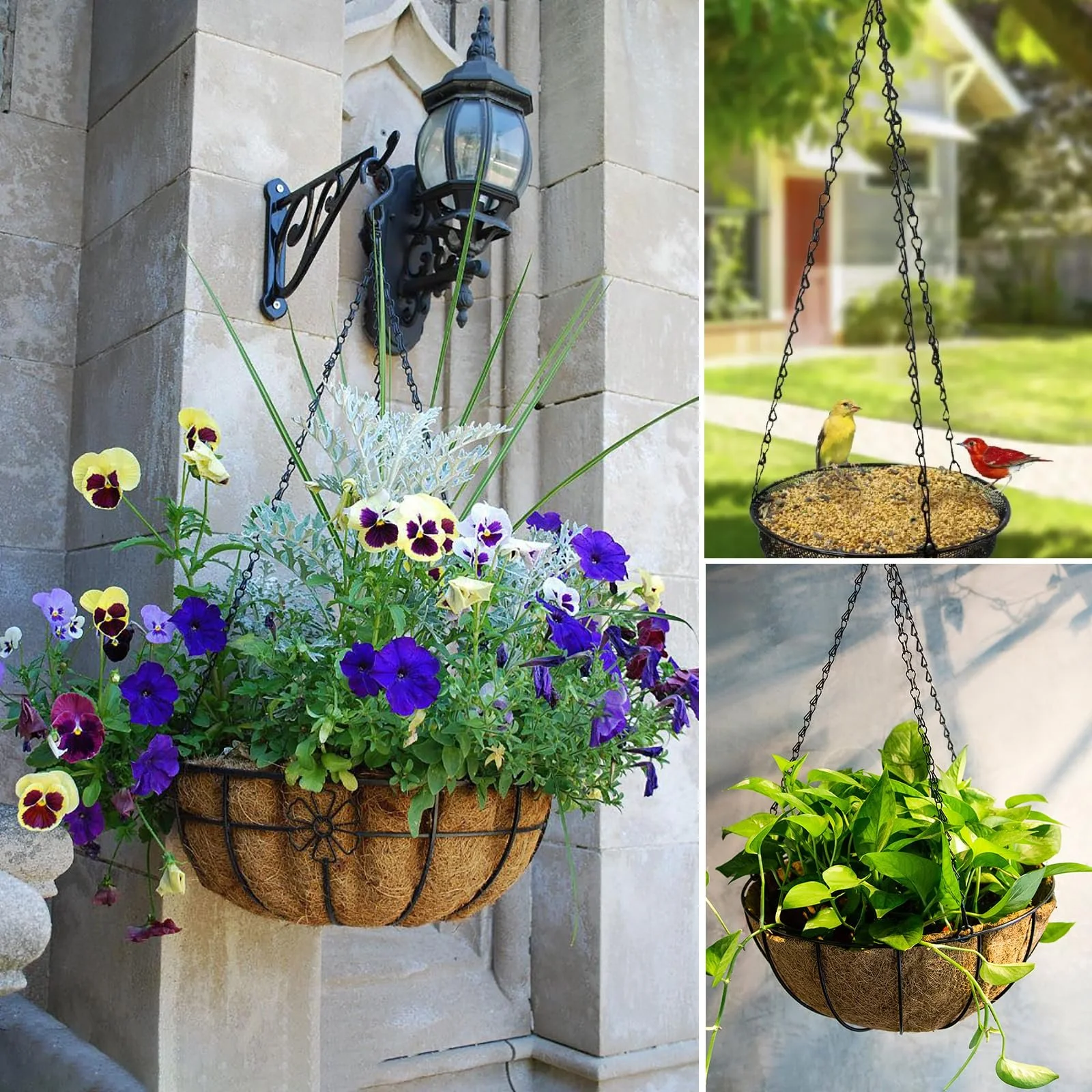 Набор цепочек для подвешивания 6 шт. 50 см металлические с 2 крючками-шурупами Черный, фото №4