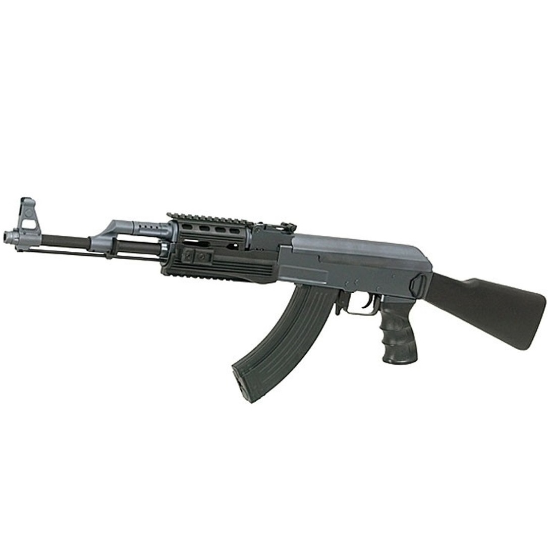 Іграшковий автомат Калашнікова Cyma АК-47 Tactical Акумуляторний Ліхтарик ЛЦУ + Пістолет кал. 6 мм Black, фото №1