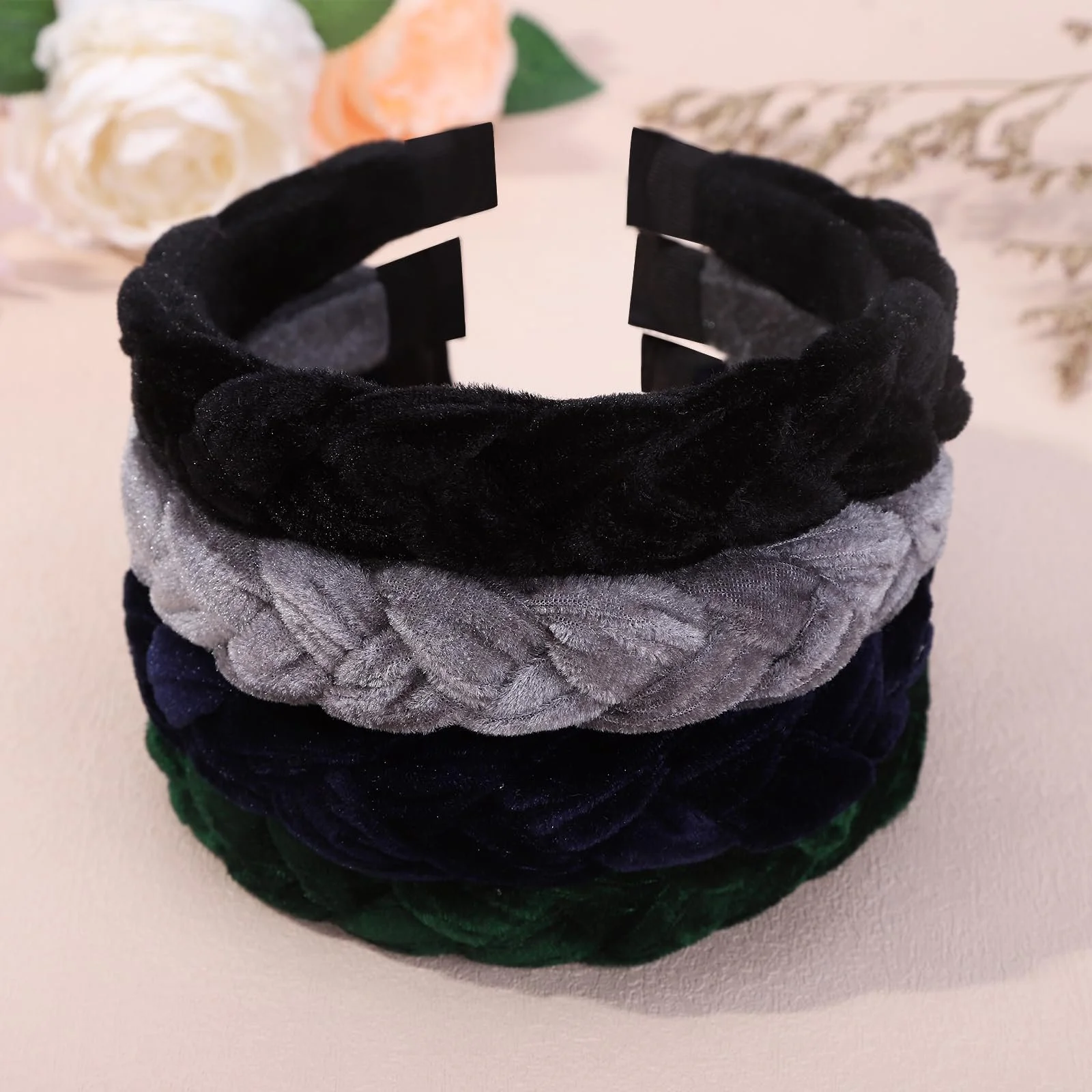 Обруч Плетіння Оксамитний Різні Кольори, 4 шт, фото №7