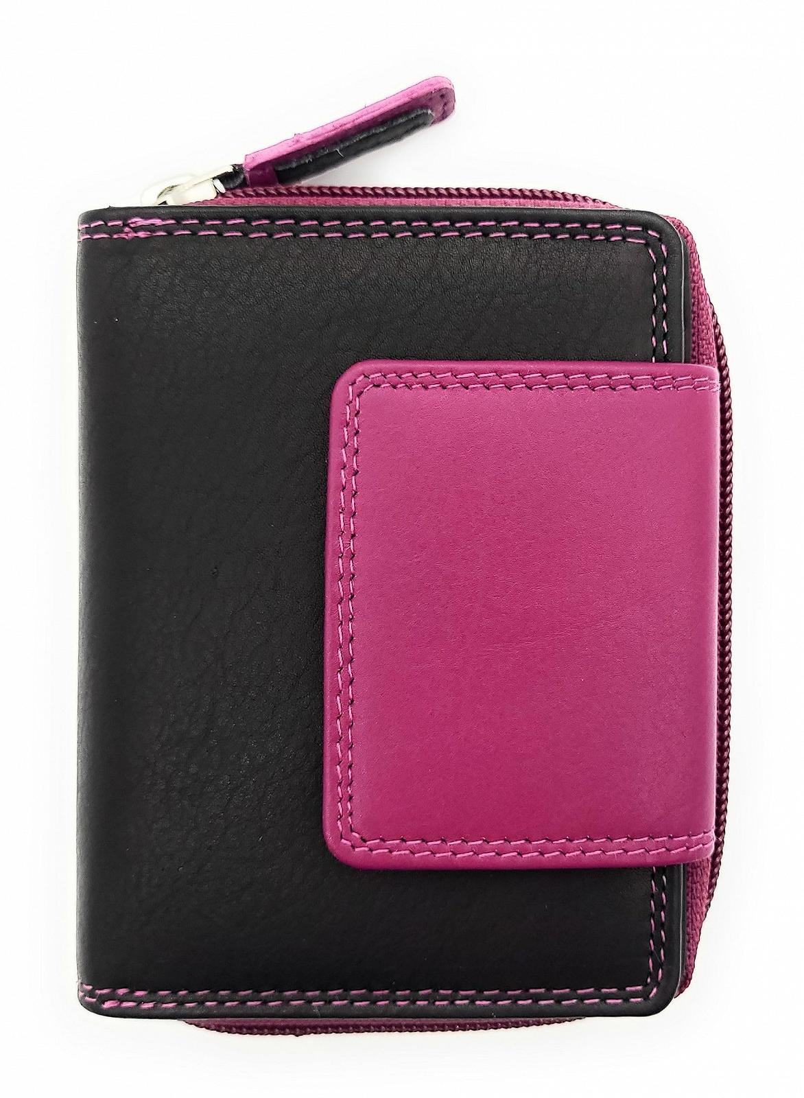 Кошелек Женский Кожаный Brand Двухцветный Модерн Черный Розовый, фото №2