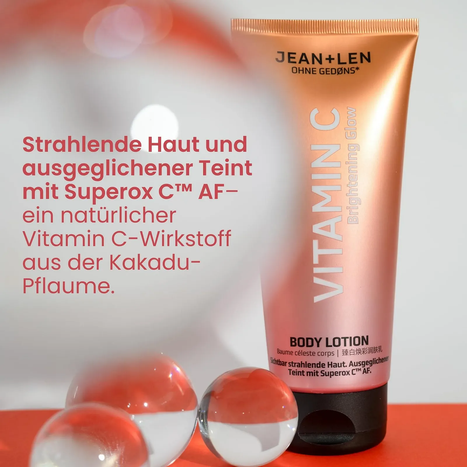 Лосьйон для тіла Jean & Len Vitamin C з Superox C AF зі сливи какаду та вітаміном Е для сяючої шкіри, 200 мл, фото №4 Лосьйон для тіла Jean & Len Vitamin C з Superox C AF зі сливи какаду та вітаміном Е для сяючої шкіри, 200 мл, фото №4