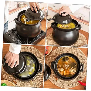 Кастрюля керамическая термостойкая многофункциональная малая для супа и каш черная synthetic.ua - Фото 1