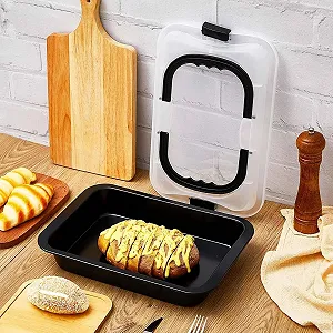 Набор форм для выпечки 2 предмета с крышкой и ручкой Прямоугольный Антипригарный Для переноски тортов Черный synthetic.ua - Фото 1