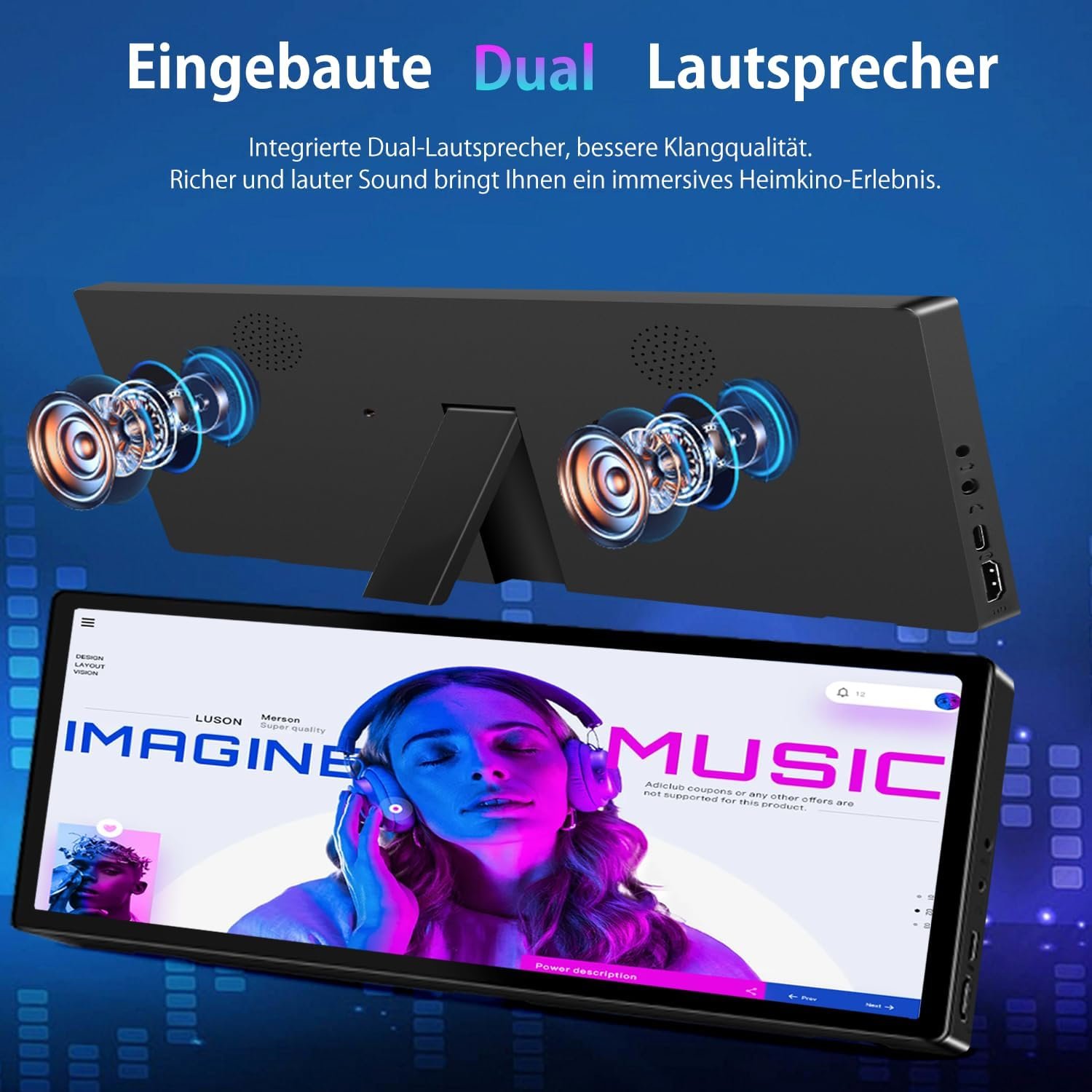 Монитор портативный 10.3" Ulrhzar HD-103 Full HD IPS 60 Гц, фото №5 Монитор портативный 10.3" Ulrhzar HD-103 Full HD IPS 60 Гц, фото №5