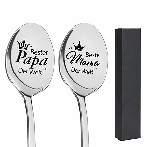 Набор из 2 подарков для бабушки и дедушки, подарочная кофейная ложка с гравировкой от внука с лучшей коробкой, подарочный набор ложек на день рождения, рождественские подарки с гравировкой, для бабушки и дедушки (XG160 + XG161) - Фото 1