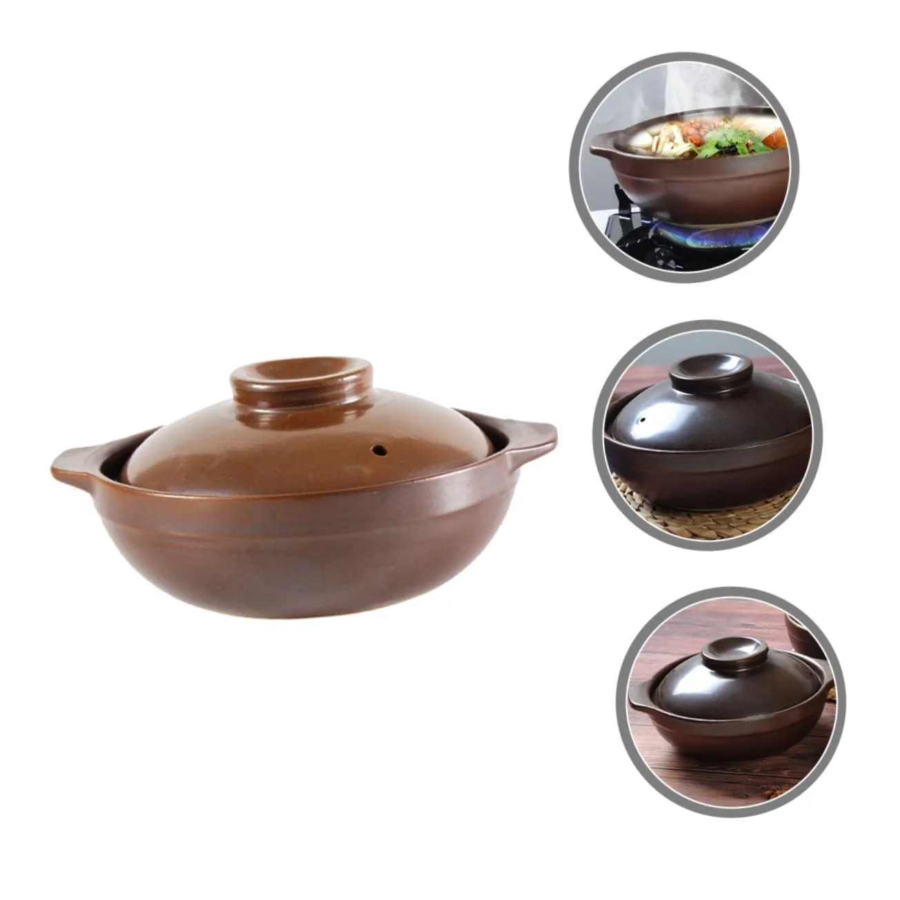 Кастрюля TOPBATHY керамическая термостойкая с крышкой двойные ручки антипригарная, фото №6