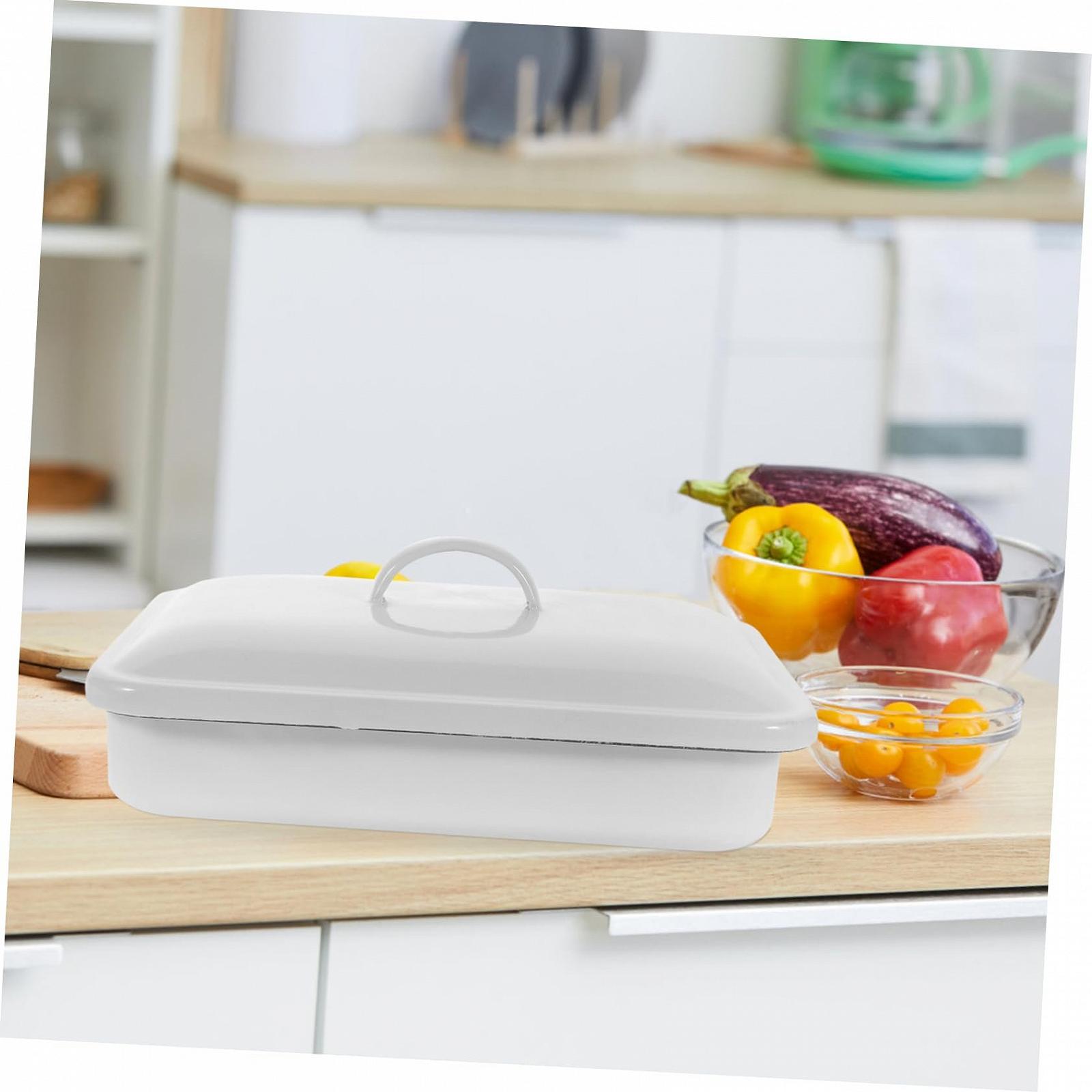 Емальована Гусятниця для запікання Luxshiny з кришкою 24x16 см біла антипригарна, фото №6