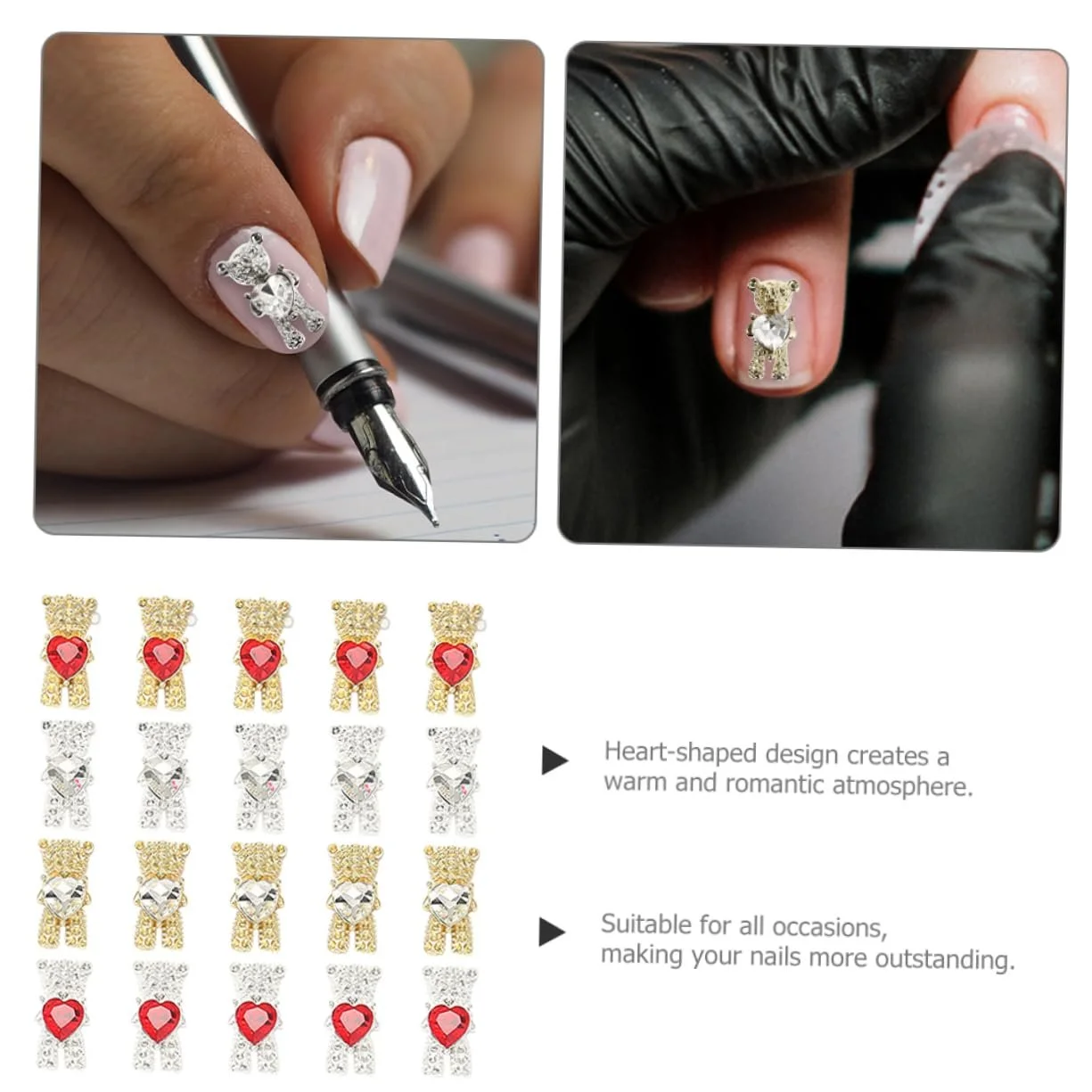 Стразы для ногтей FOMIYES Форма мишек 20 шт., фото №4 Стразы для ногтей FOMIYES Форма мишек 20 шт., фото №4