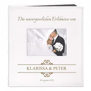 Фотоальбом Murrano для DIY с вырезом для фото + гравировка - на 240 фотографий формата 10 x 15 см - 60 черных страниц - размер 33 x 30 см - белый - подарок на годовщину свадьбы - Фото 1