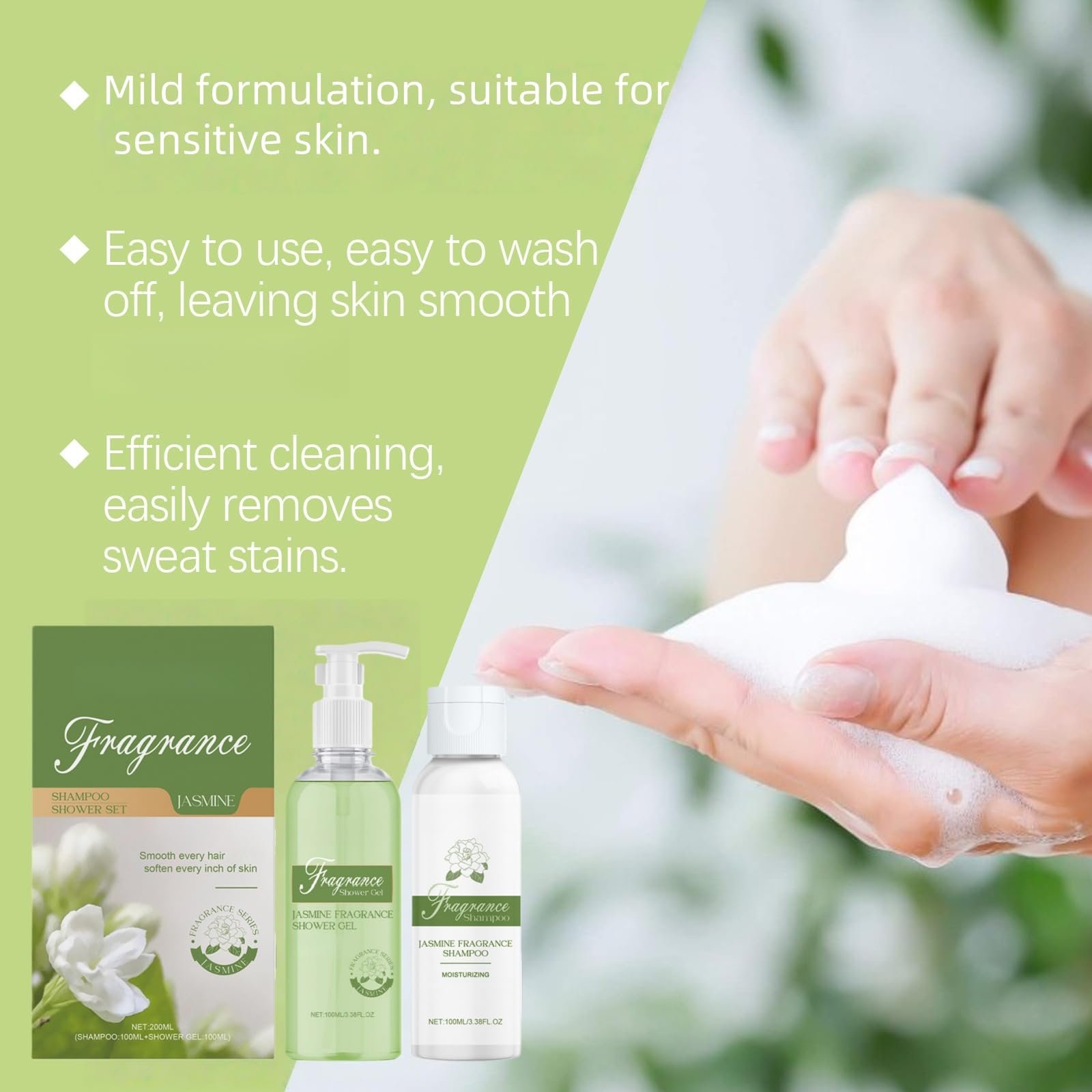 Гель для душу та шампунь Jasmine з поживною сироваткою зволожуючий 1 шт, фото №3