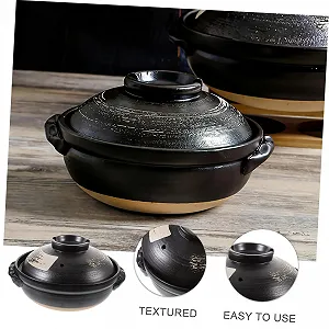 Кастрюля для тушения Gatuida Керамическая С крышкой Термостойкая Антипригарная 500 мл synthetic.ua - Фото 1