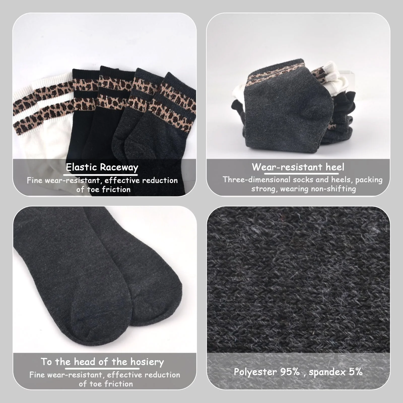 Шкарпетки тенісні Жіночі з леопардовим принтом (6 пар), фото №3