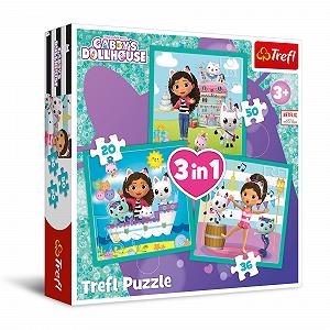 Пазлы Trefl Gabby's Dollhouse Gabby's Activities 3-в-1 от 20 до 50 элементов - Фото 1