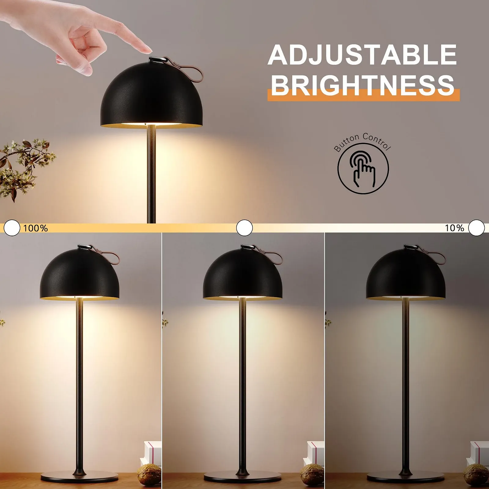 Настольная лампа DEELUX LED Battery USB-C IP44 3000 K Metal Черный 1 шт., фото №4