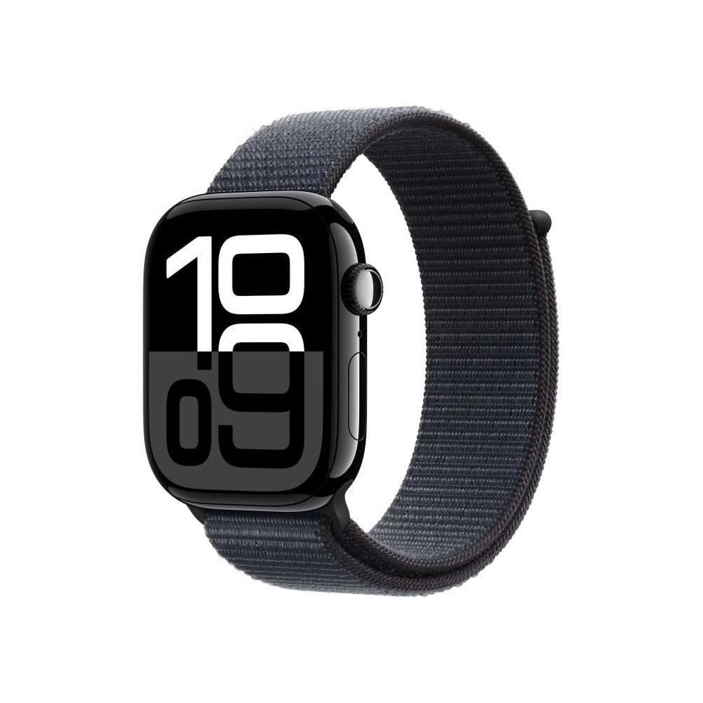 Смарт-часы Apple Series 10 (GPS 46 мм) Алюминиевый корпус Черный бриллиант и спортивный ремешок "Чернила" (One Size), фото №1