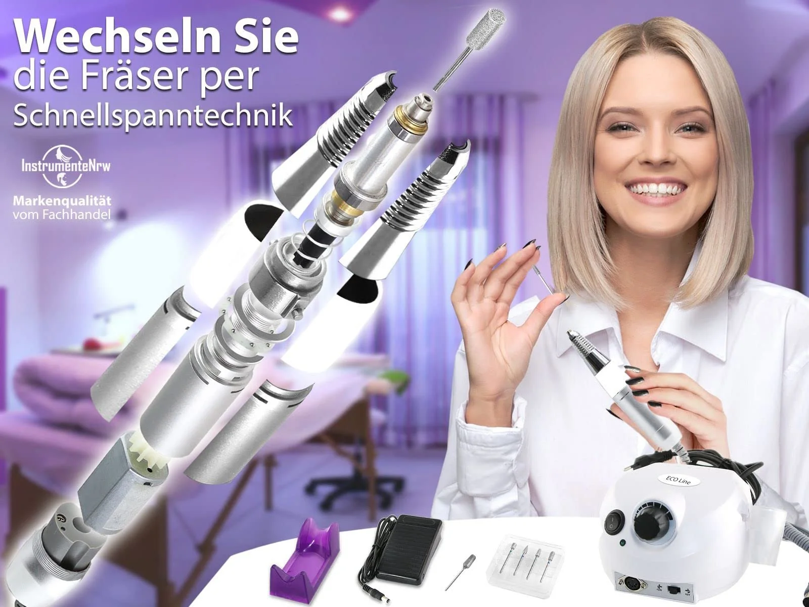 Електричний набір для манікюру/педикюру з пристроєм для видалення мозолів 30 000 обертів, фото №2