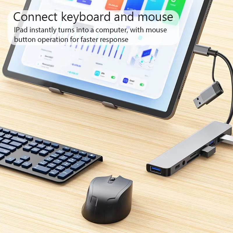 Адаптер Onvian HUB 8in1 USB to USB-4шт/TF SD Slot/3.5 Jack/USB-C Adapter, фото №6