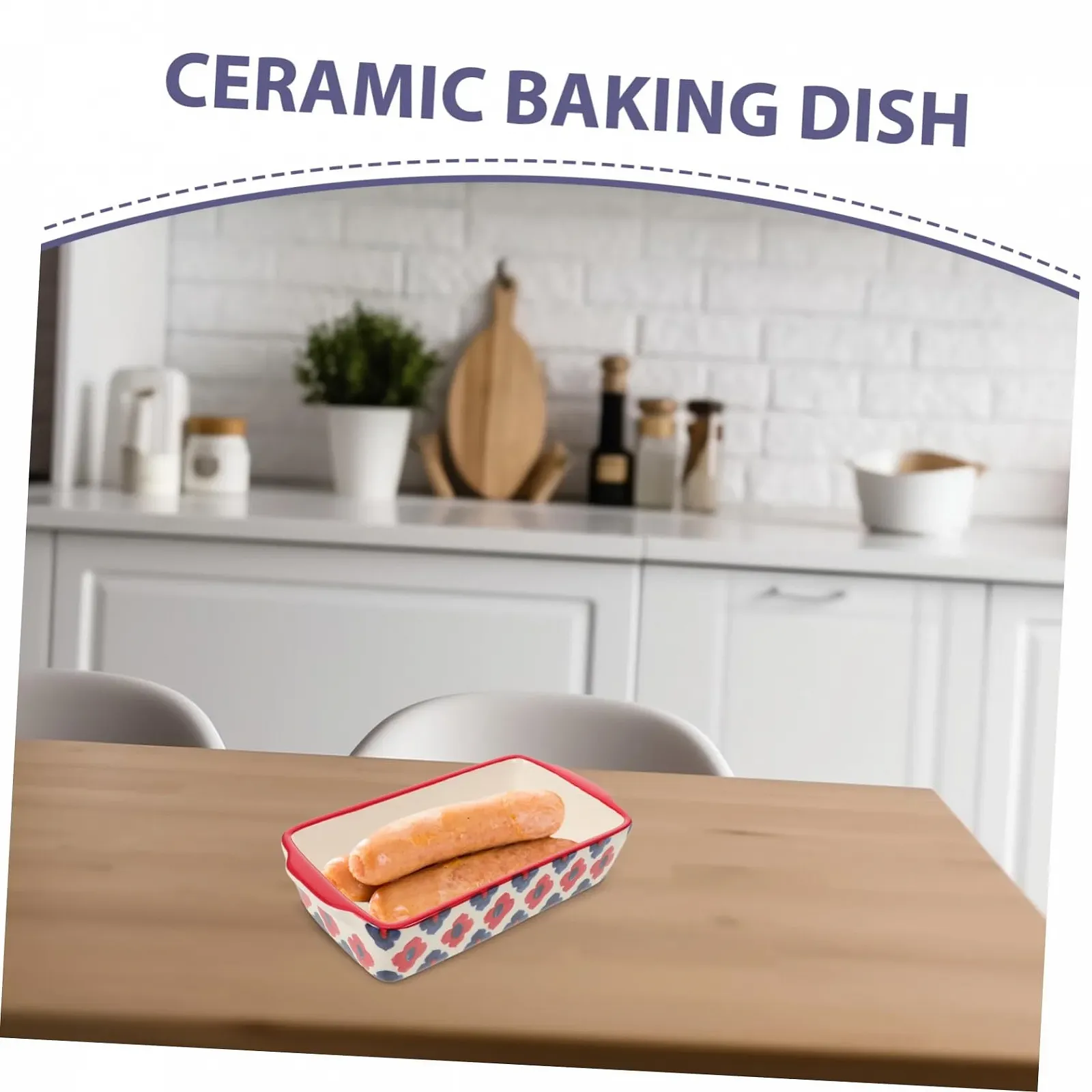 Форма для запікання BESTYASH Керамічна прямокутна з двома ручками для мікрохвильової печі та духовки, фото №8