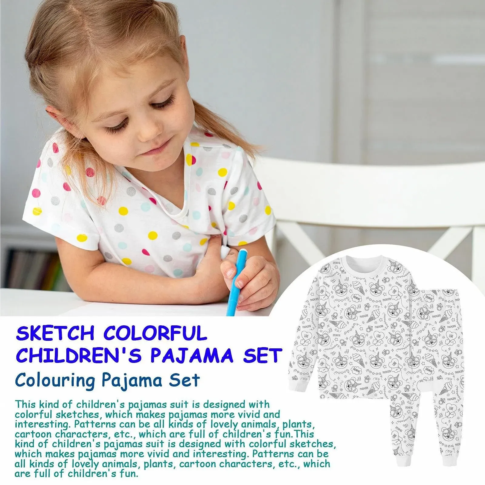 Дитяча піжама Smileshiney з розмальовками для дітей, фото №2