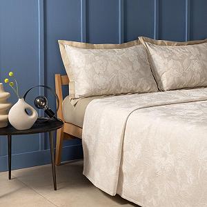 Покрывало Легкое Двуспальное Жаккардовое Zucchi Flow 260 x 260 см Бежевый synthetic.ua - Фото 1