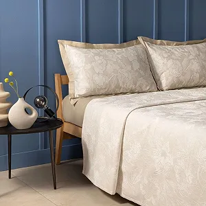 Покрывало Легкое Двуспальное Жаккардовое Zucchi Flow 260 x 260 см Бежевый synthetic.ua - Фото 1