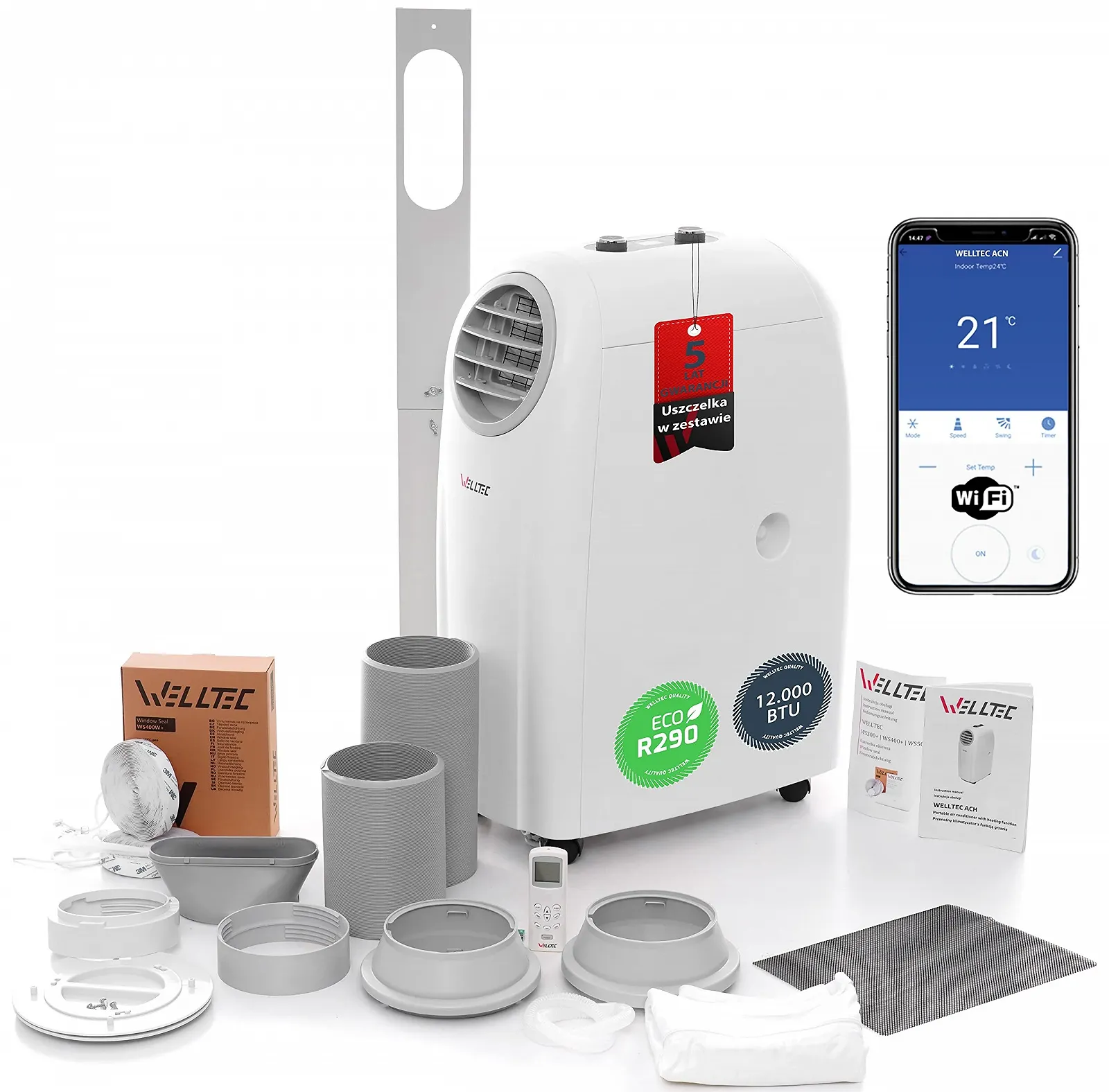 Мобільний кондиціонер Welltec ACH1212 4-в-1 12,000 BTU WiFi Клас енергоспоживання A, фото №1