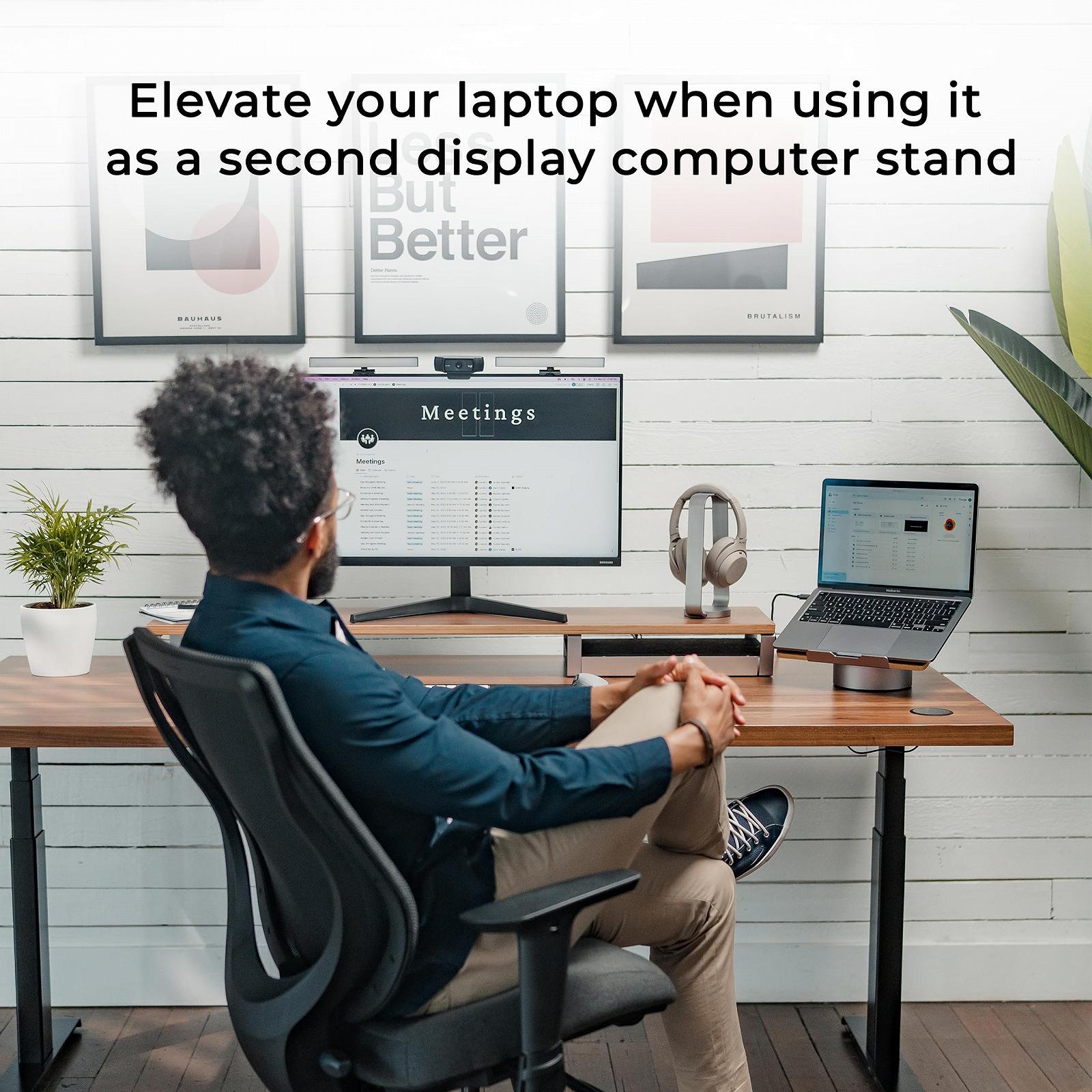 Подставка для ноутбука HumanCentric, алюминий, серый, черный, орех, дерево, фото №6