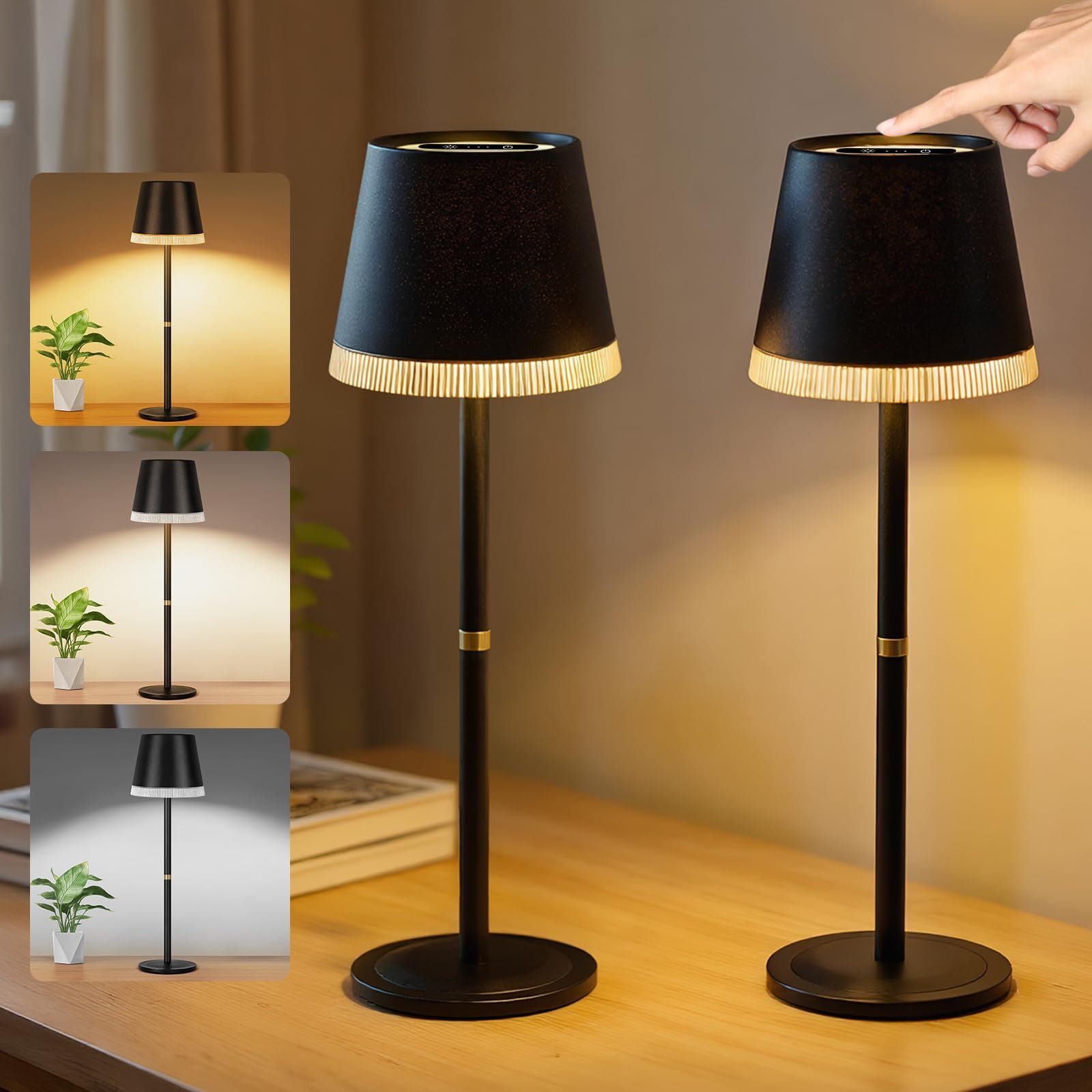 Настільна лампа OUTON LED Wireless Battery Indicator 4000 mAh USB-C 3 Colour Temperatures Dimmable Touch Control Memory Portable, фото №1