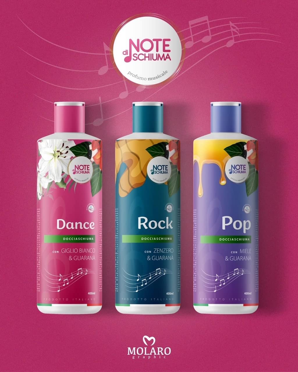 Гель для душа FTG PARAPHARMA Musical Fragrance Foam Notes Rock with Ginger & Guarana, набор 3 шт., 1200.0 мл, фото №2