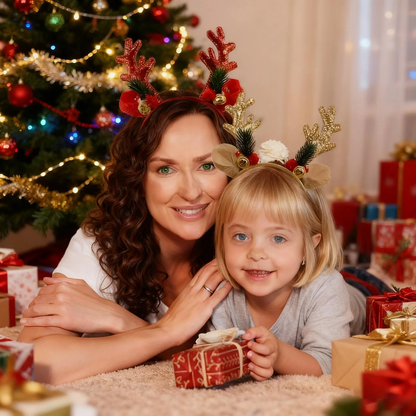 Набір з 2 Різдвяних обручів для волосся з оленячими ріжками, фото №5