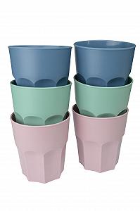 Набір кухлів 6 шт, Пластиковий кухоль Ikolife 3 кольори, 380 мл - Фото 1