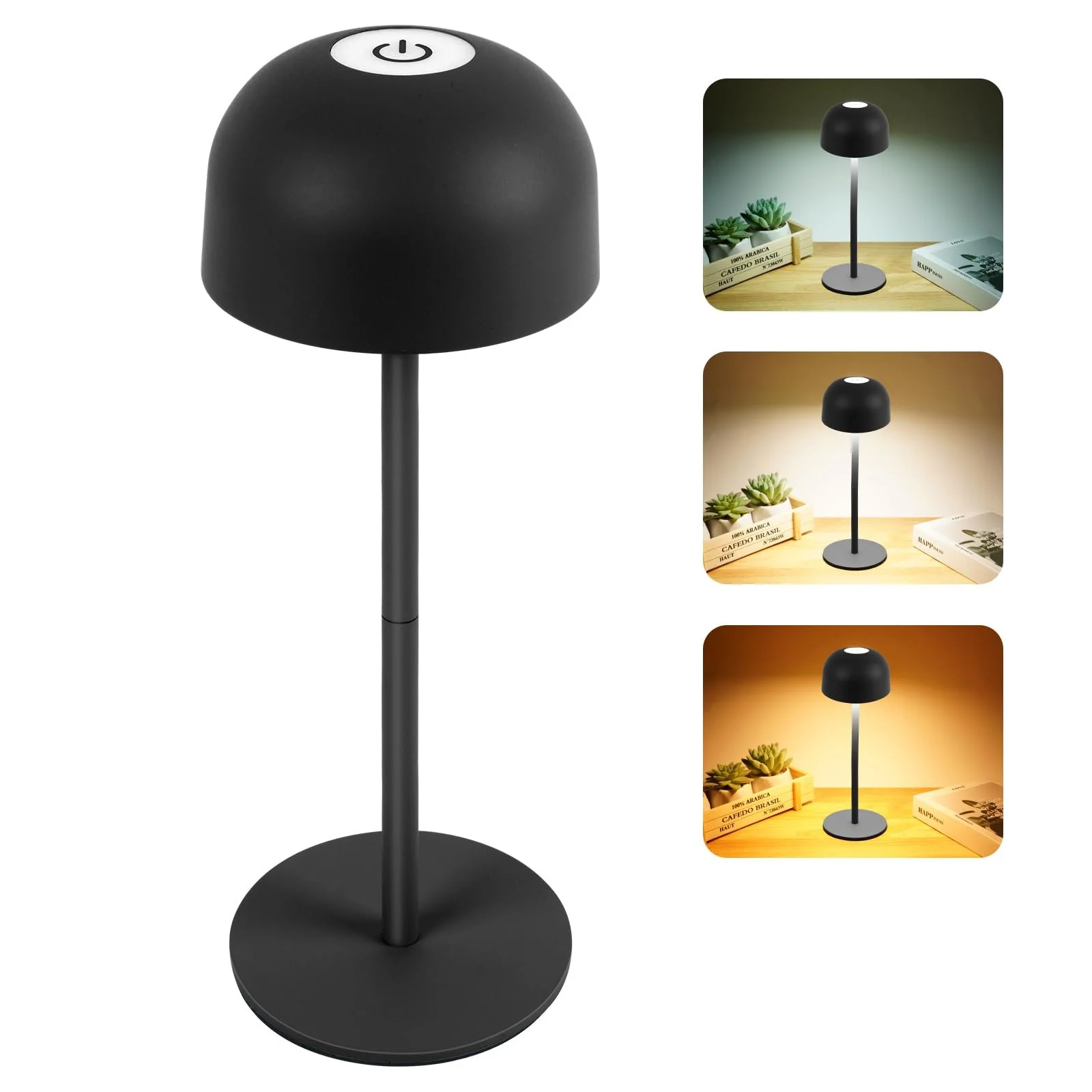 Настільна лампа HOTUT LED акумуляторна регульована висота сенсорна з димуванням Чорна, фото №1