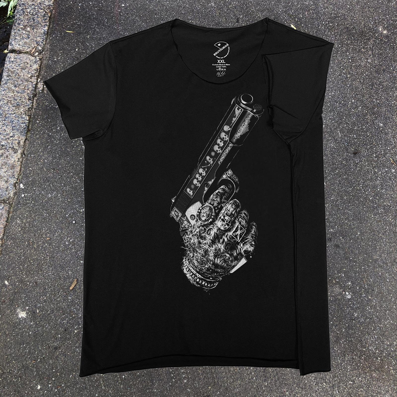 Футболка Brutal man с принтом Пистолет черная M, фото №2