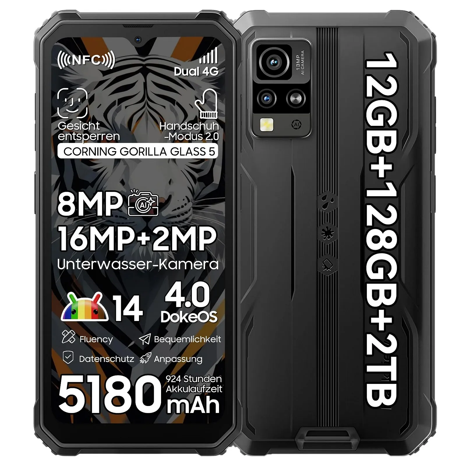 Смартфон Blackview BV6200 Plus 24 ГБ + 256 ГБ 11000 мАч Android 14 6.56 дюймов 90 Гц IP69K 16 МП + 13 МП Dual 4G NFC, фото №1