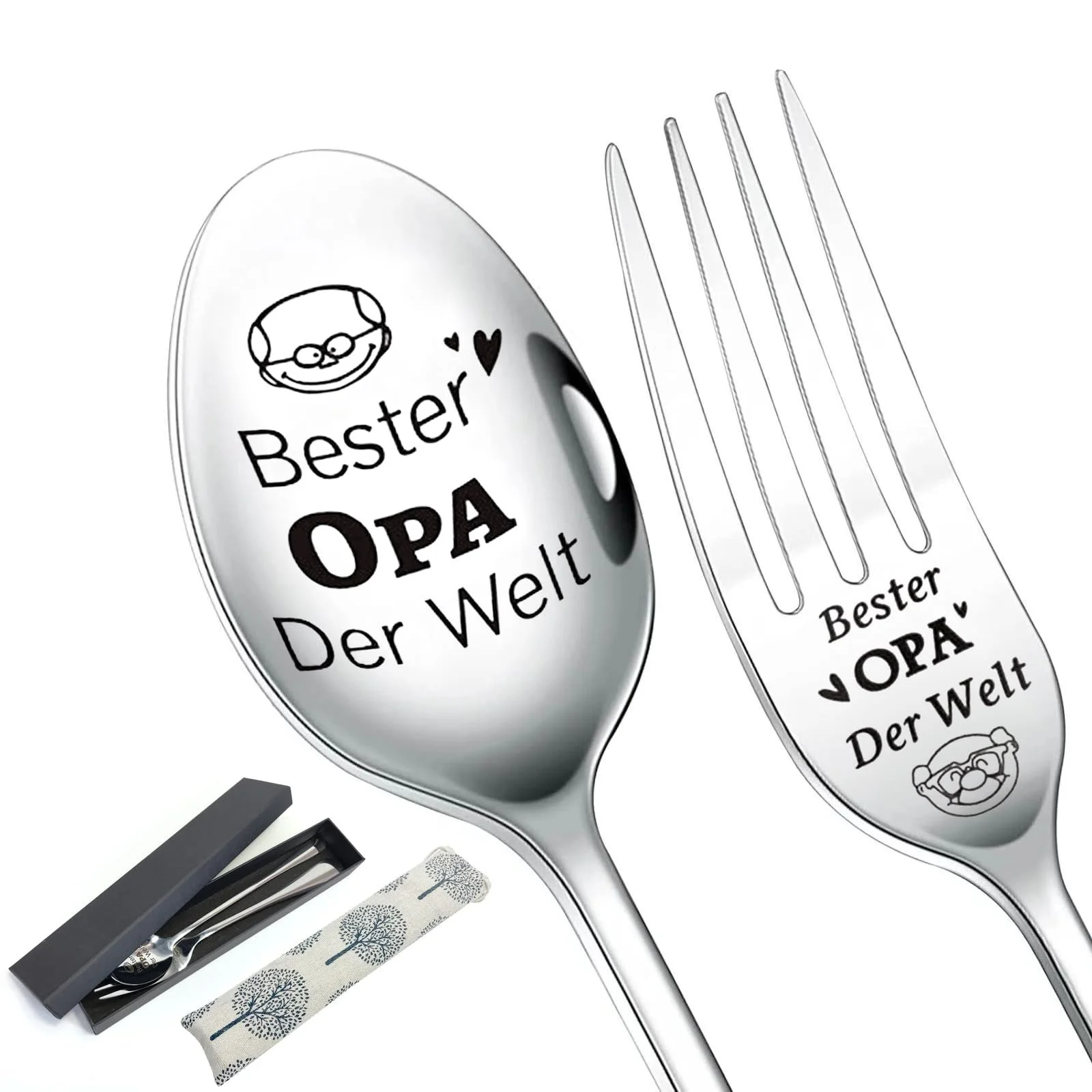 Ложка і виделка Найкращий дідусь у світі, сріблястий, фото №1