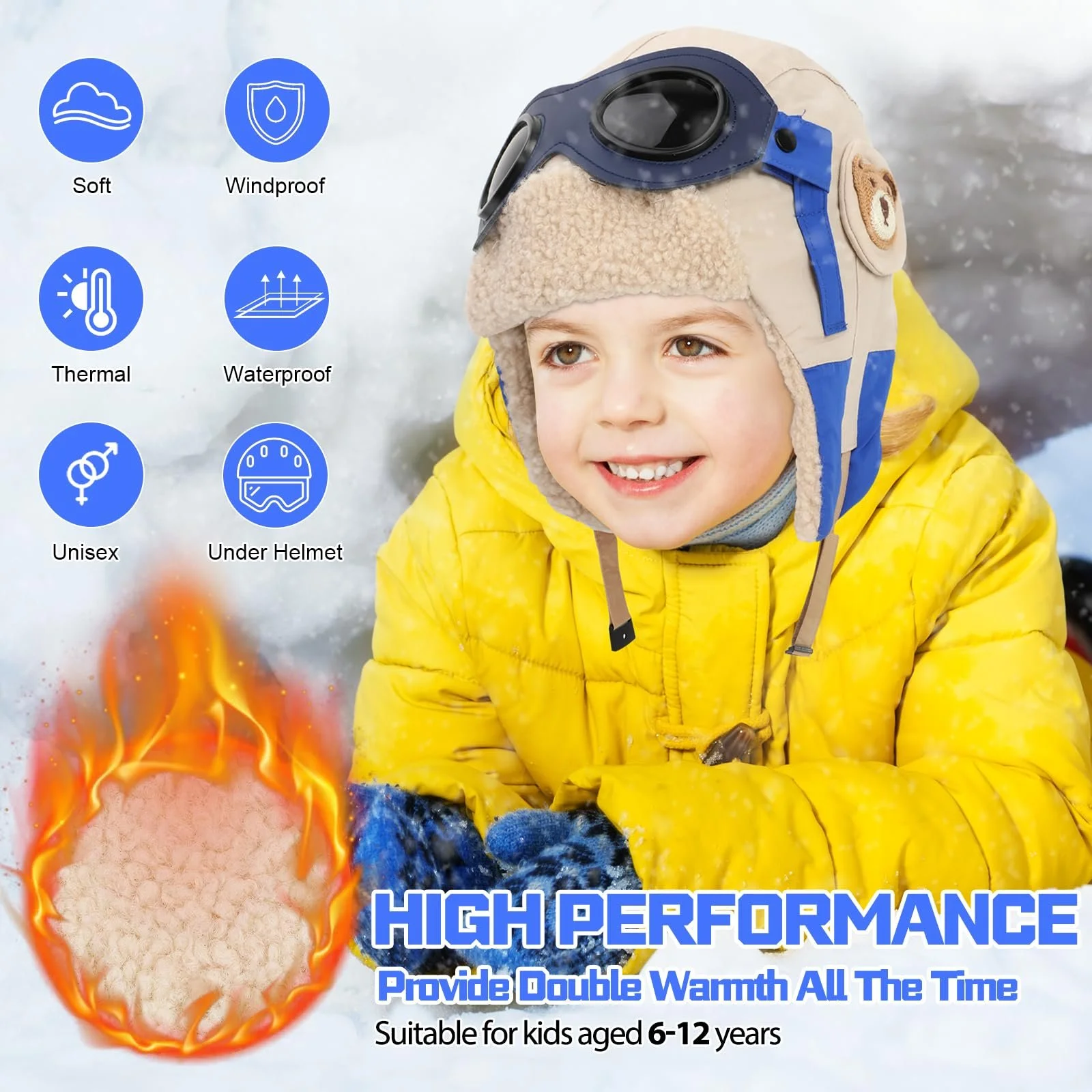 Шапка-ушанка AYPOW Детская зимняя термофлисовая, фото №2 Шапка-ушанка AYPOW Детская зимняя термофлисовая, фото №2